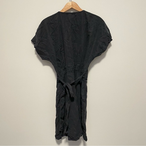 Quince Vintage Wash Tencel Button Front Dress Size Small Black - Picture 3 of 5